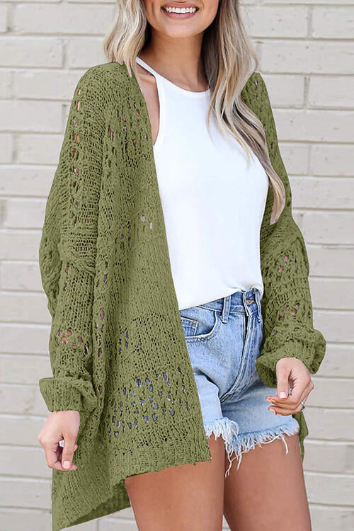 Street Wave Knit Cardigan For Women Cozy Openwork Lightweight Sweater Versatile Style