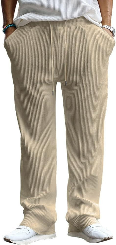 Street Wave Ribbed Summer Pants for Men Lightweight Breathable Comfort Modern Casual Trousers