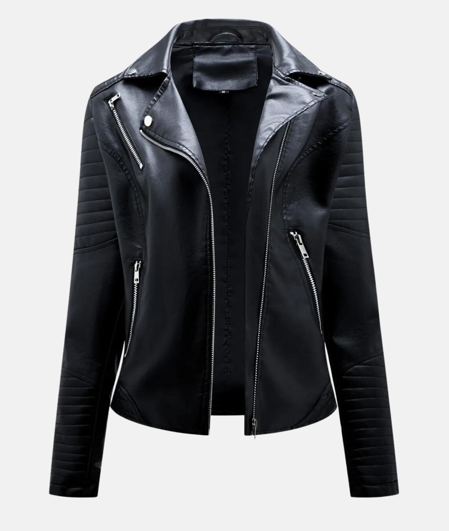 Street Wave Women's Faux Leather Biker Jacket Rock Chic Style Timeless Modern Edge