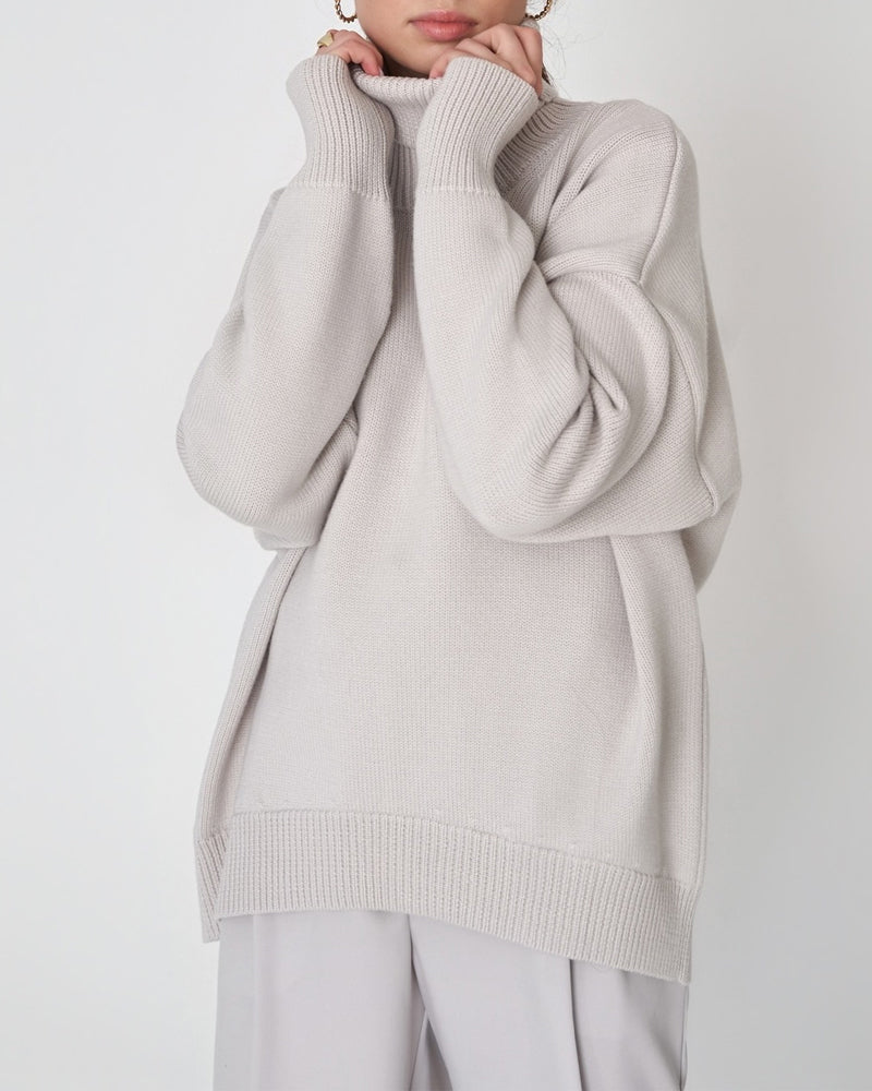 Street Wave Elegant Oversized Women's Cotton Turtleneck Sweater For Warm Comfort