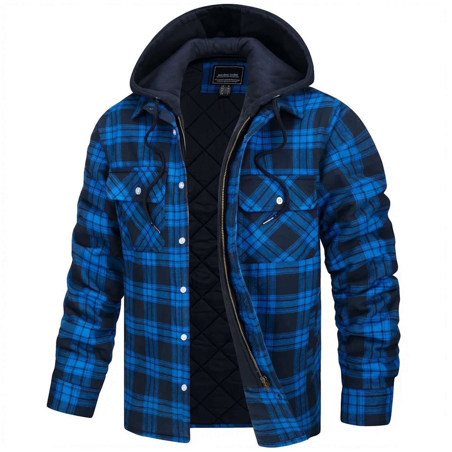 Street Wave Plaid Shirt Jacket For Men Lightweight Quilted Interior Versatile Weekend Outerwear