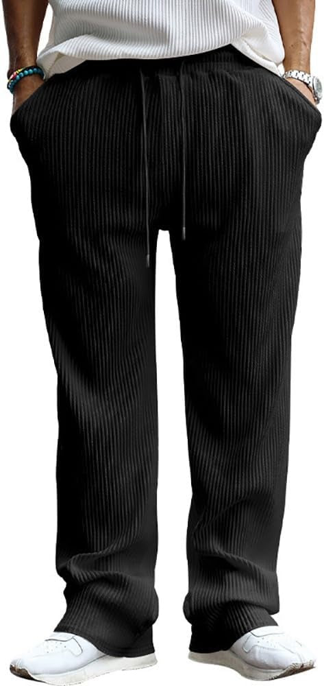Street Wave Ribbed Summer Pants for Men Lightweight Breathable Comfort Modern Casual Trousers