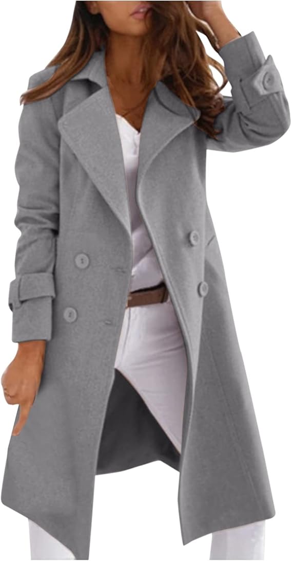 Streetwave Wool Coat For Women With Button Closure Long Silhouette Elegant Chic Style
