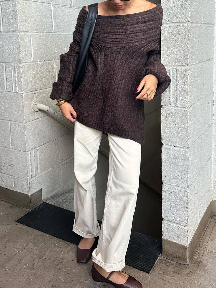 Street-Wave Ribbed Knit Wool Pullover For Women Soft Timeless Elegant Warm Cozy Sweater