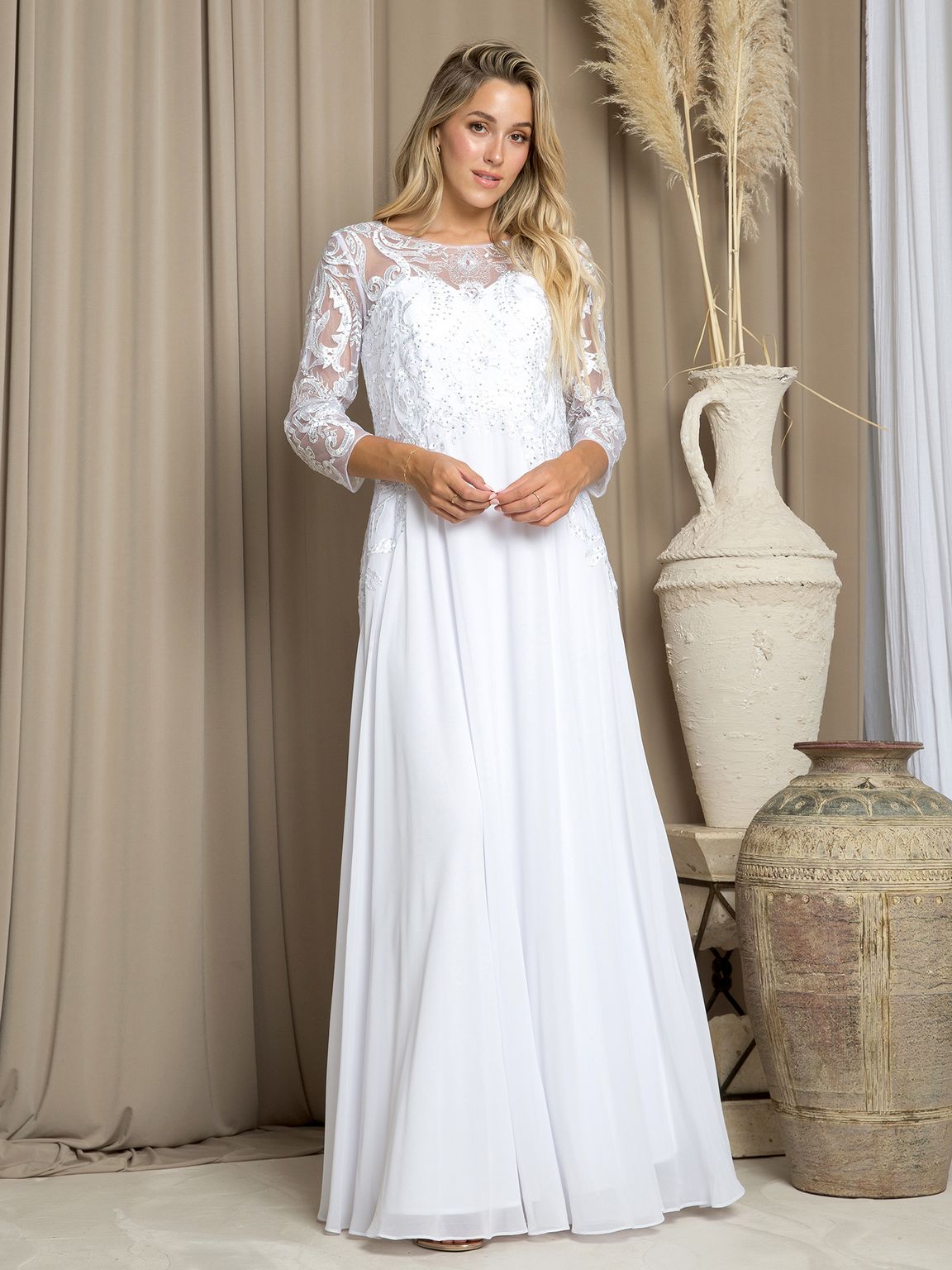 Eva Fashion Mother Of The Bride Dress Chiffon Lace Bodice