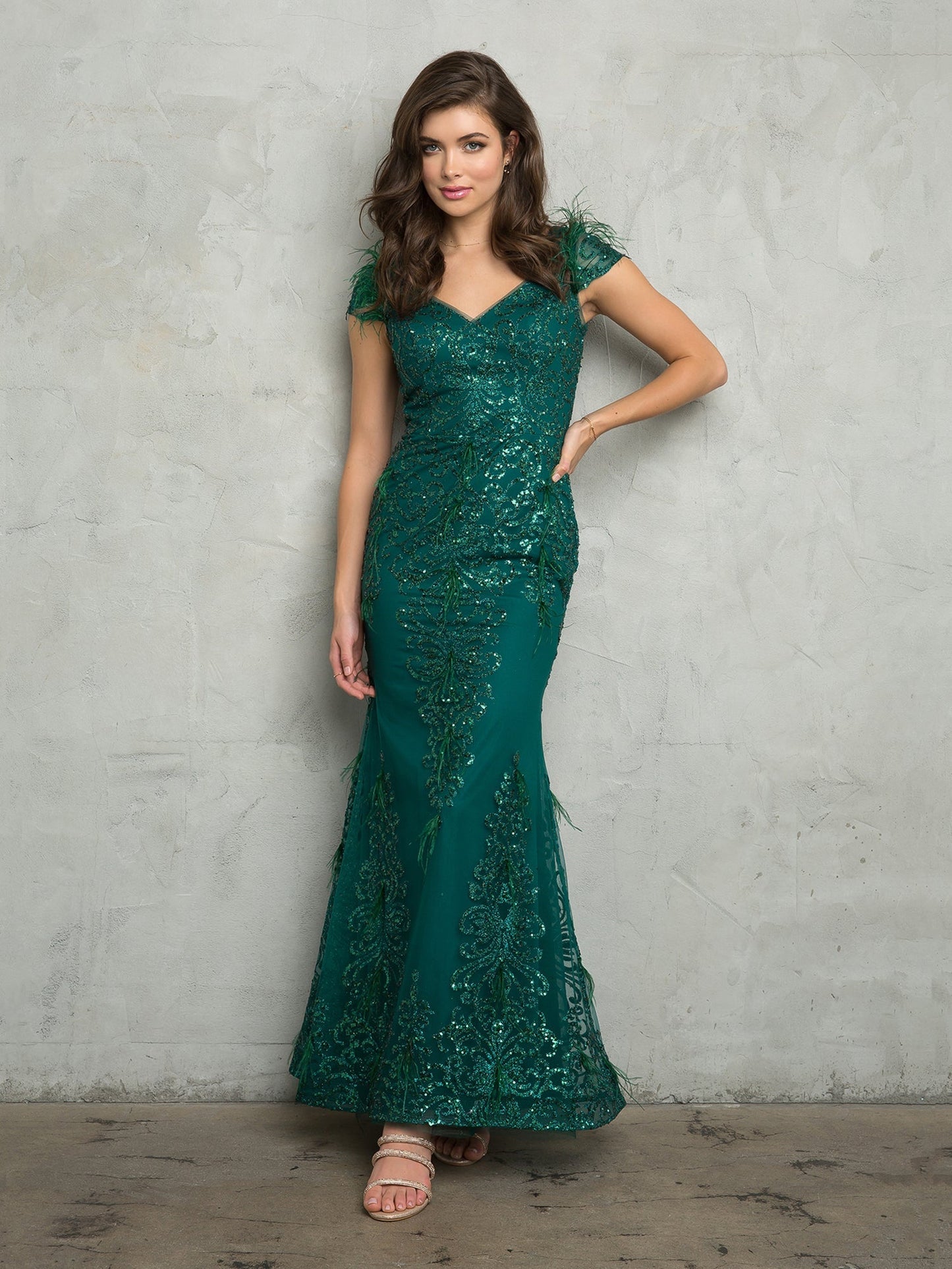 Eva Fashion Glitter Evening Dress 5264 Fitted Long Gown For Plus Size Women