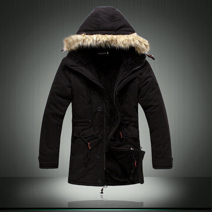 Street-Wave Men's Insulated Parka With Removable Fur Collar Warm Winter Coat for Everyday Wear
