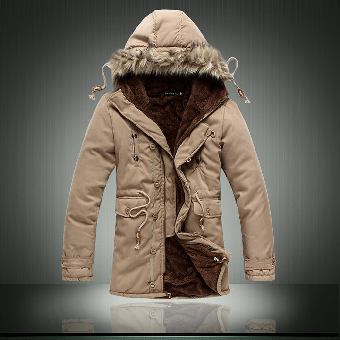 Street-Wave Men's Insulated Parka With Removable Fur Collar Warm Winter Coat for Everyday Wear