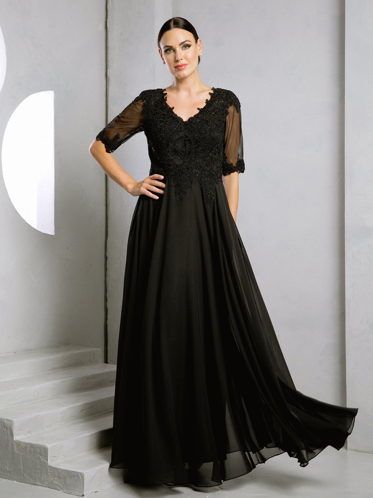 Street-Wave Mother Of The Bride Dress Lace Bodice Gown