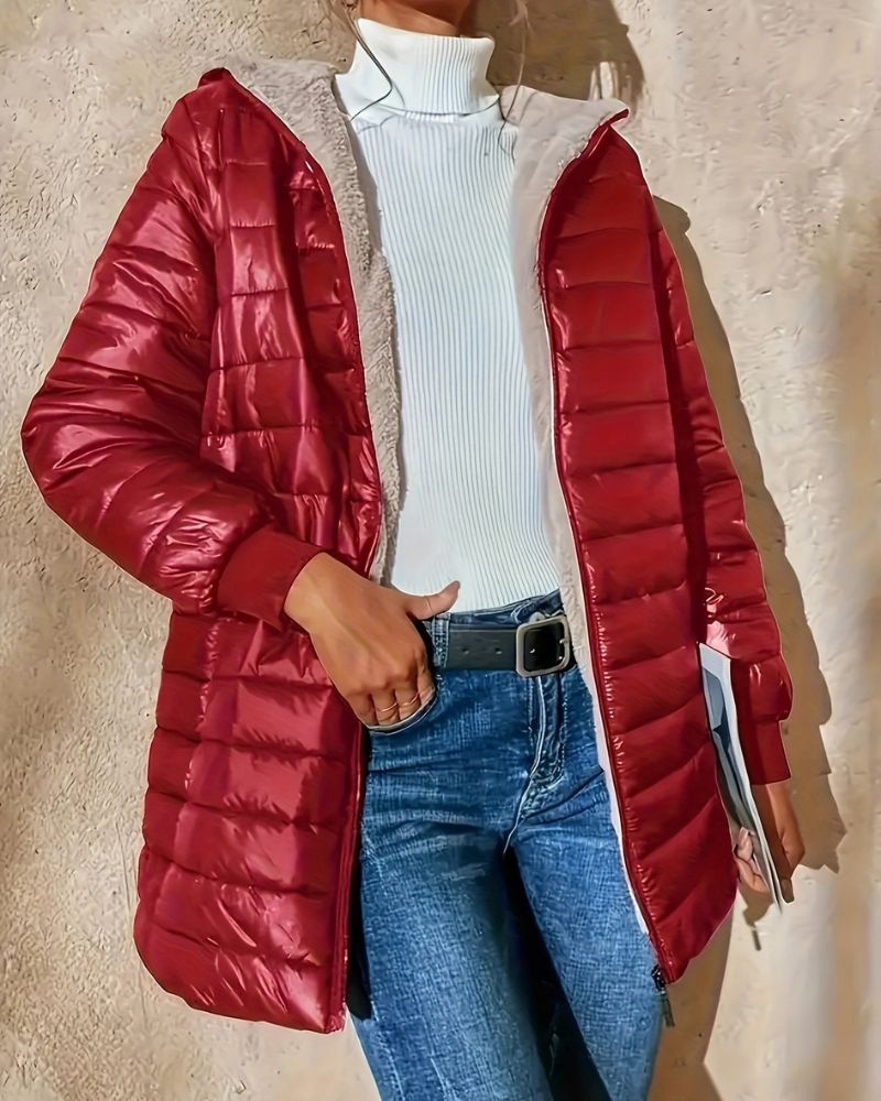 Street-wave Women Puffer Coat With Faux Fur Lining Hooded Long Winter Coat Luxurious Warmth