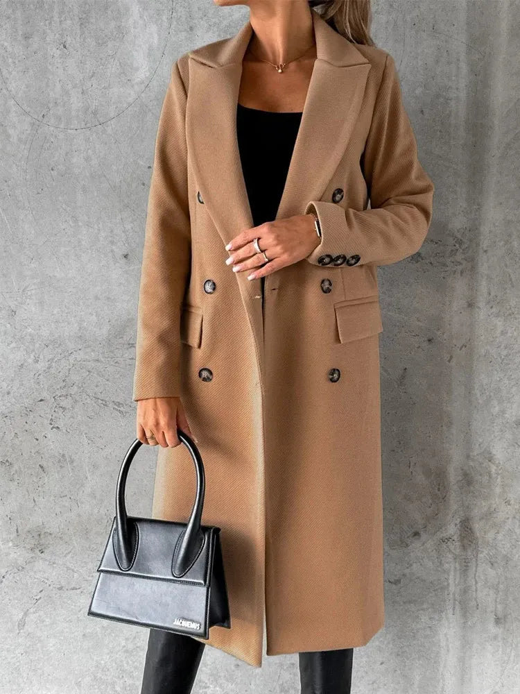 Street-wave Reversible Winter Coat For Women With Classic Double Breasted Lapels