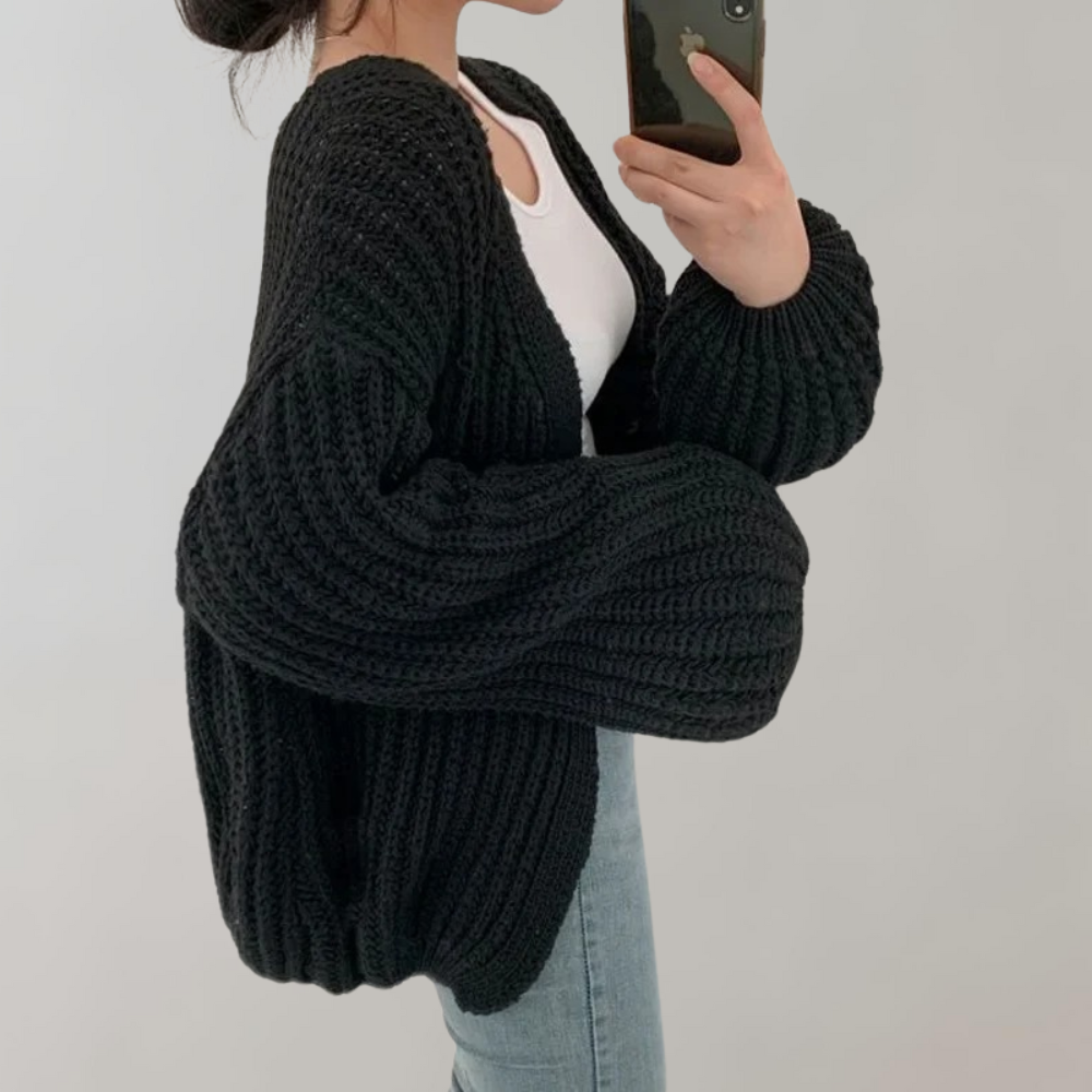 Street-wave Chunky Knit Cardigan For Women Soft Cozy Winter Warmth Relaxed Fit Everyday Wear