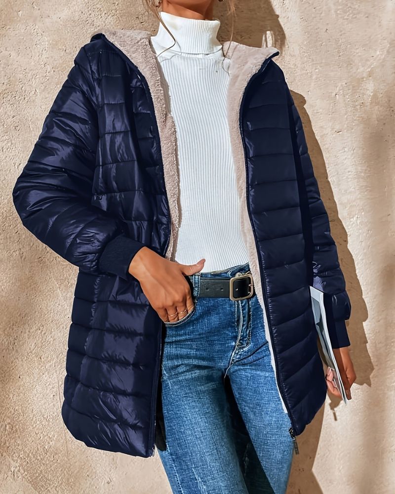 Street-wave Women Puffer Coat With Faux Fur Lining Hooded Long Winter Coat Luxurious Warmth