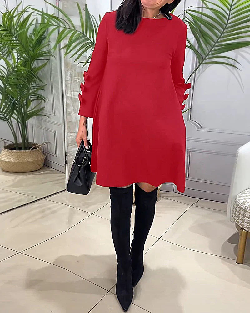 Street Wave Elegant Long Sleeve Dress For Women Flowy Comfort And Timeless Charm