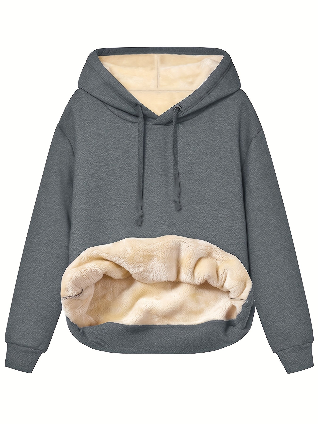 Street-Wave Plush Lined Hoodie For Women With Cozy Sherpa Pocket And Warm Interior