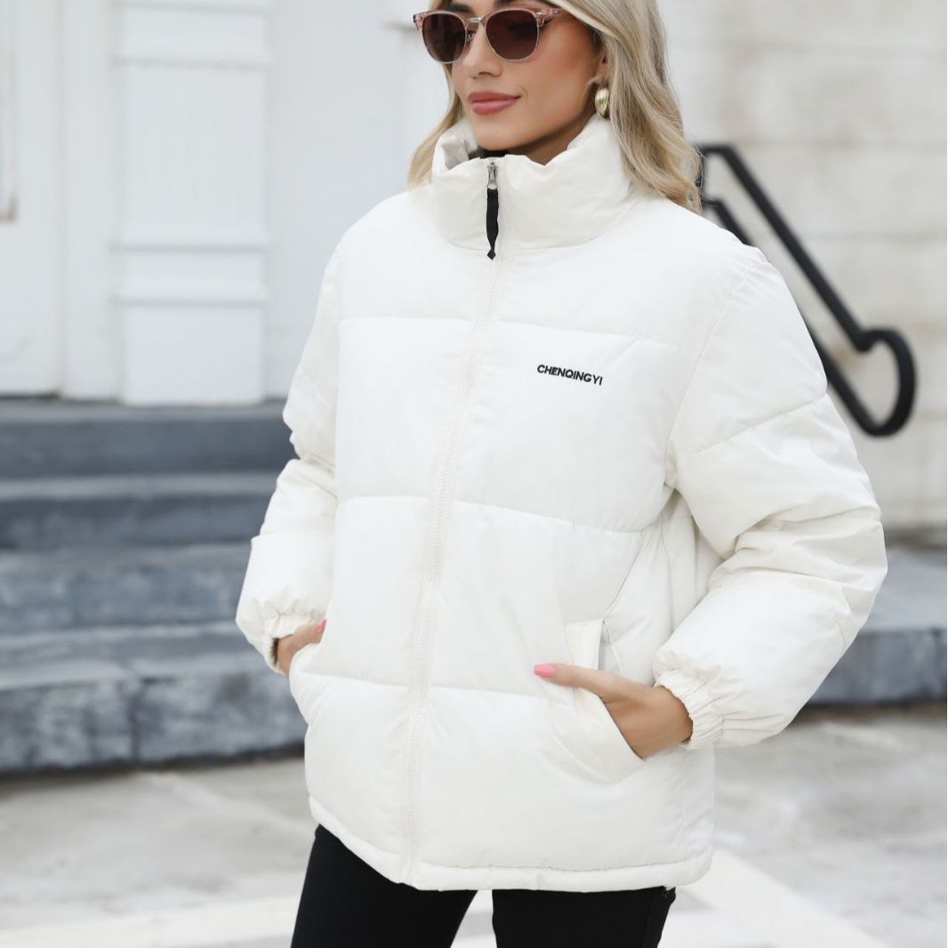 Street-Wave Windproof Cotton Puffer Jacket With Cozy Roll Neck For Cold Weather Outdoors