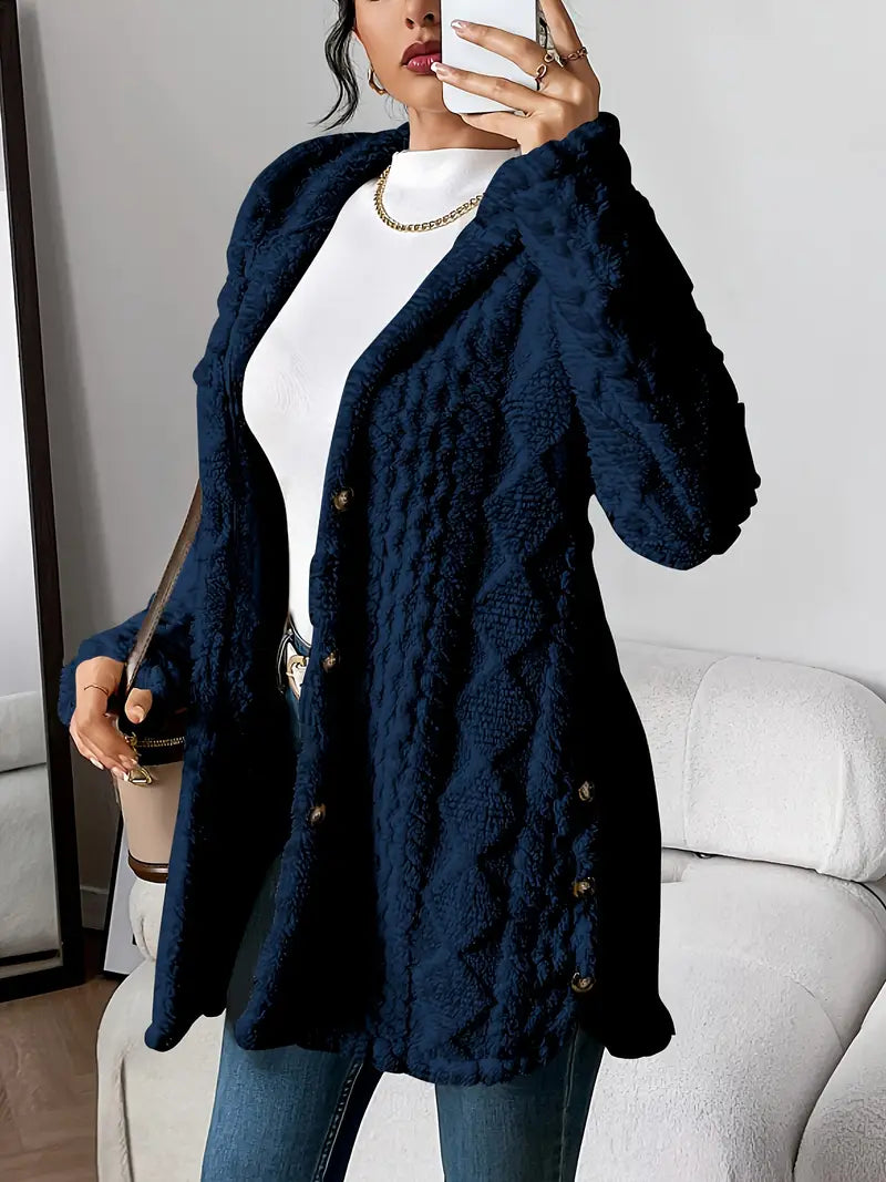 Women's Hooded Cardigan with Soft Texture and Warm Design