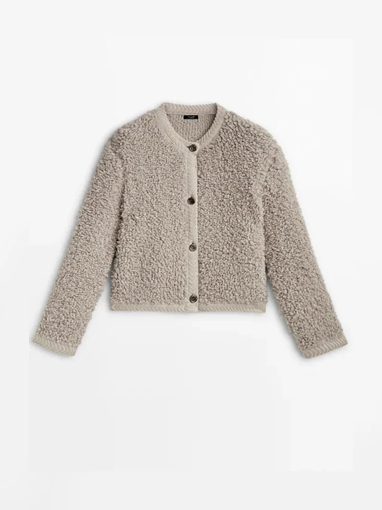 Street-wave Teddy Fleece Jacket For Women Warm Cozy Autumn Coat With Button Front