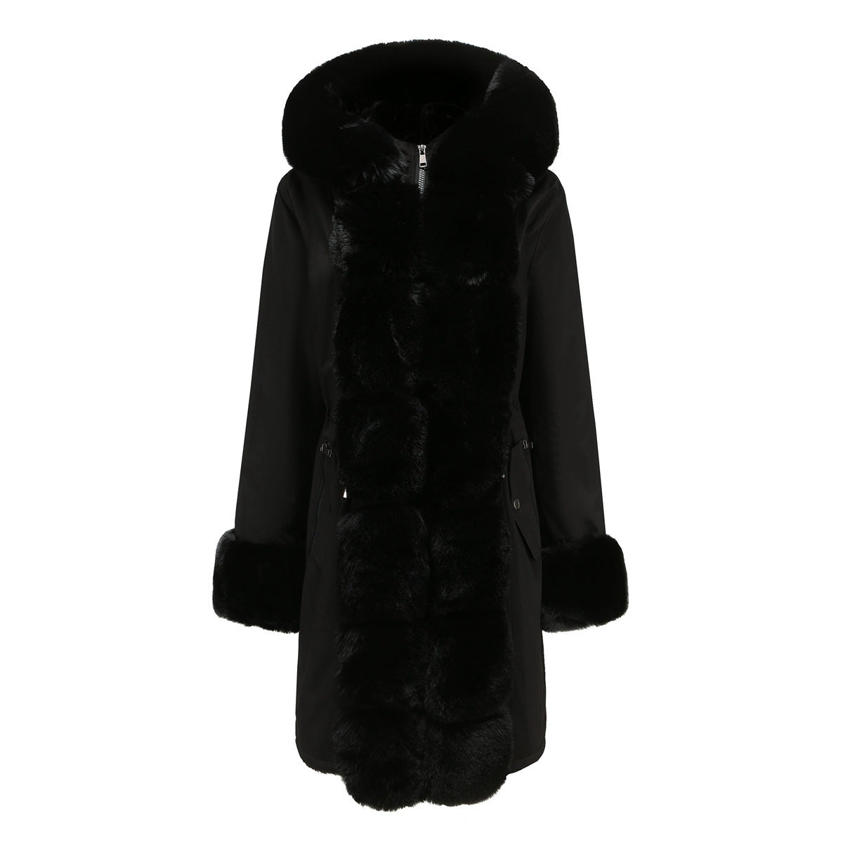 Lux Quilted Parka With Removable Fur Collar For Women Street Wave