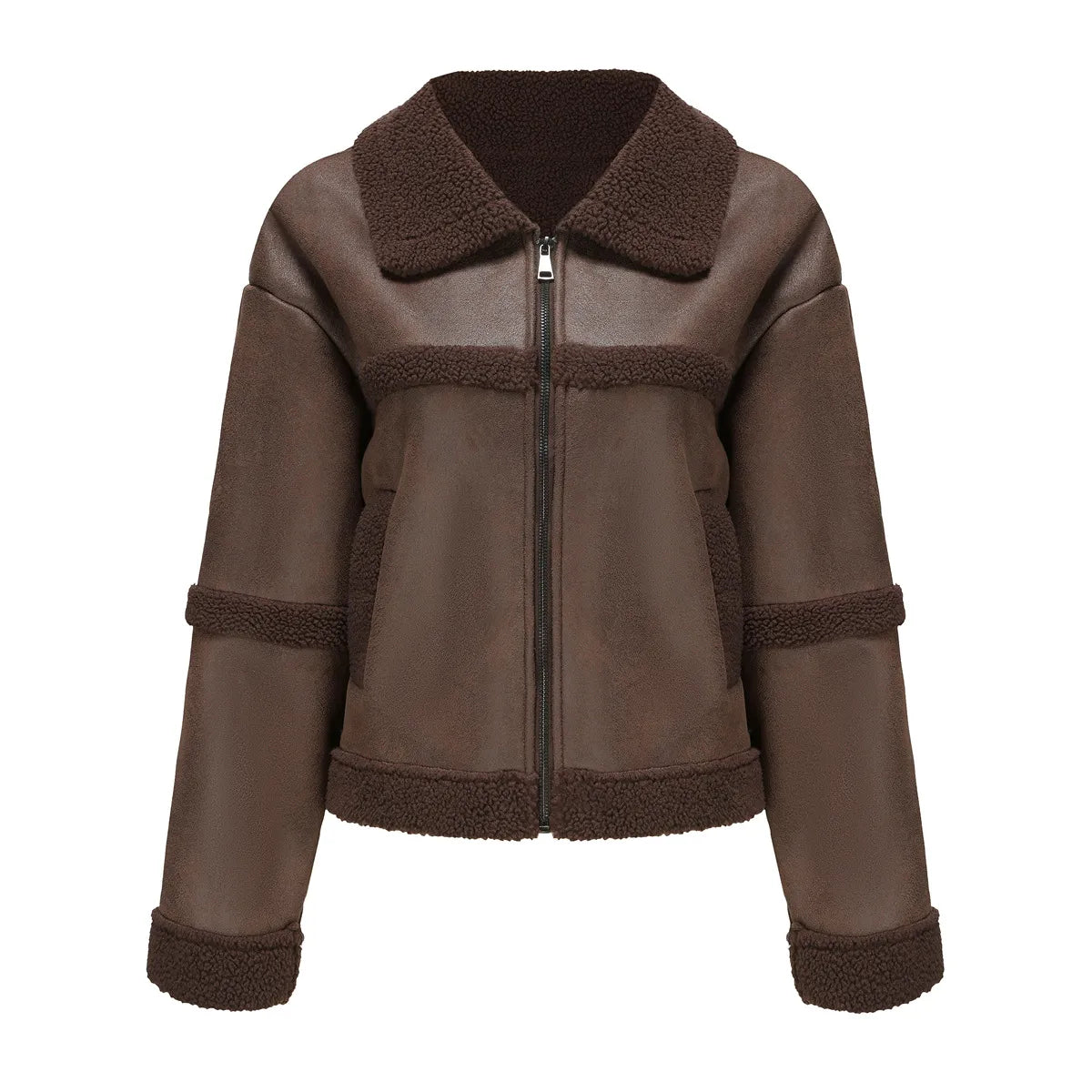 Street-wave Fleece Jacket For Women Warm And Trendy Shearling-Lined Outerwear For Everyday Style And Cozy Comfort