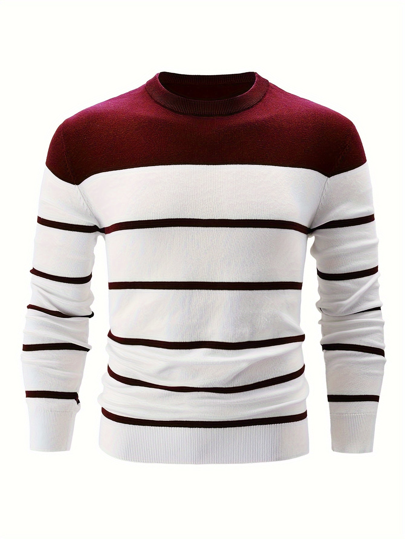 Street-wave Striped Cotton Pullover for Men Classic Comfort Everyday Essential Wardrobe