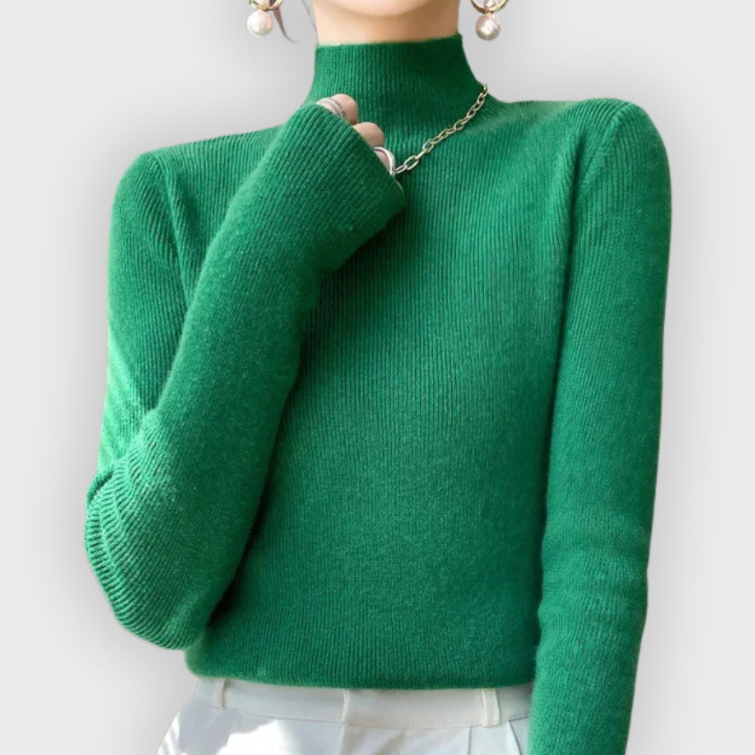 Street-Wave Knit Pullover With Half Mock Neck, Long Sleeves For Women, Soft Breathable Warmth