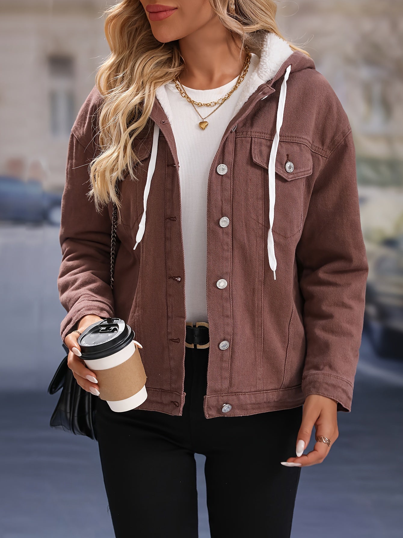 Street Wave Hooded Fleece Jacket Brown For Women Cozy Warmth And Casual Style Everyday Essential Outerwear
