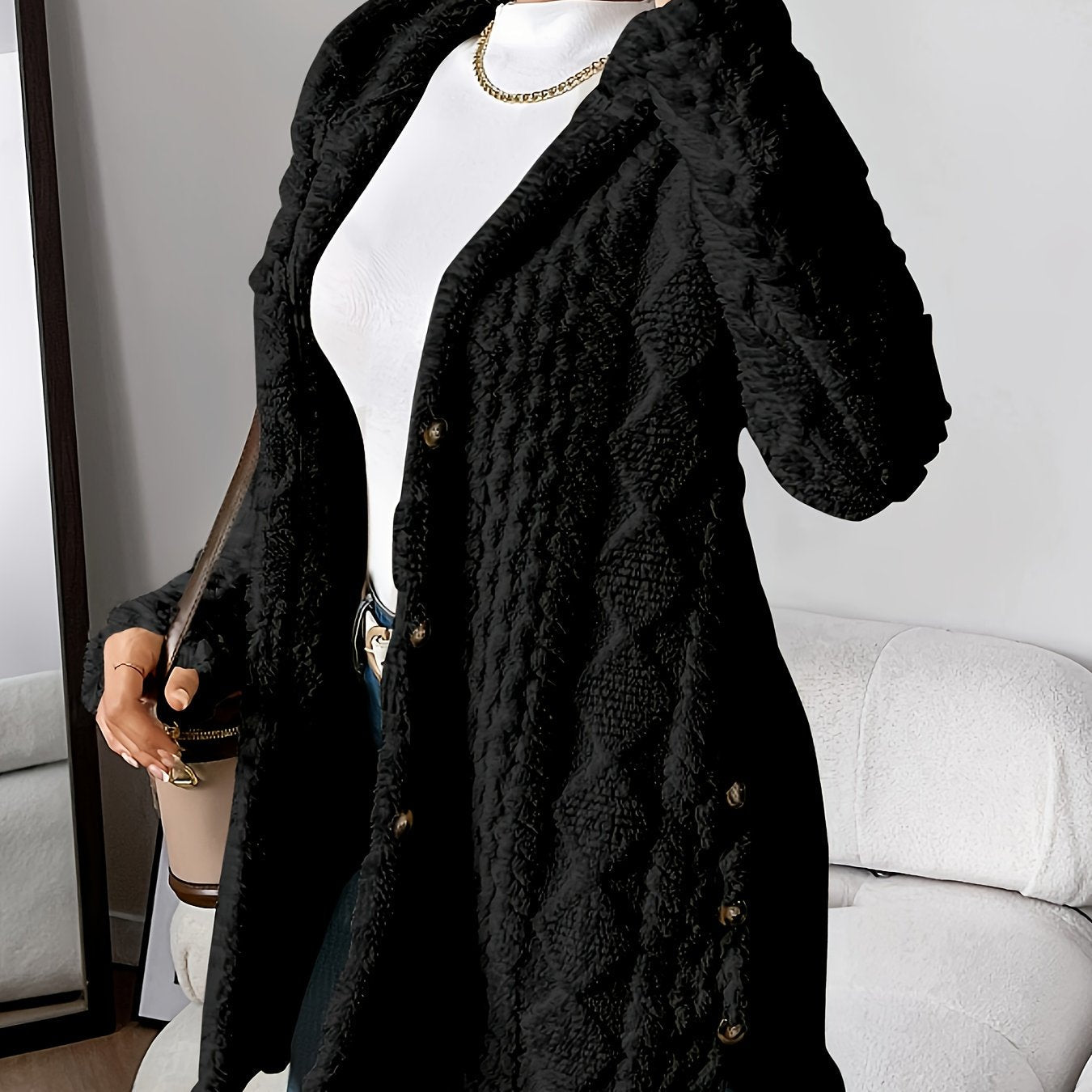 Street-Wave Long Hooded Faux Fur Coat For Women Cozy Warmth And Soft Plush Comfort