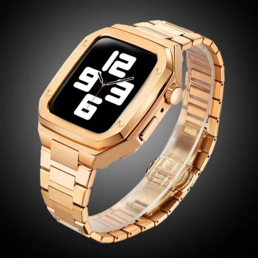 The Executive Stainless Steel Apple Watch Mod by Street-Wave Craftsmanship Shock Resistant Design Durable Rubber Band