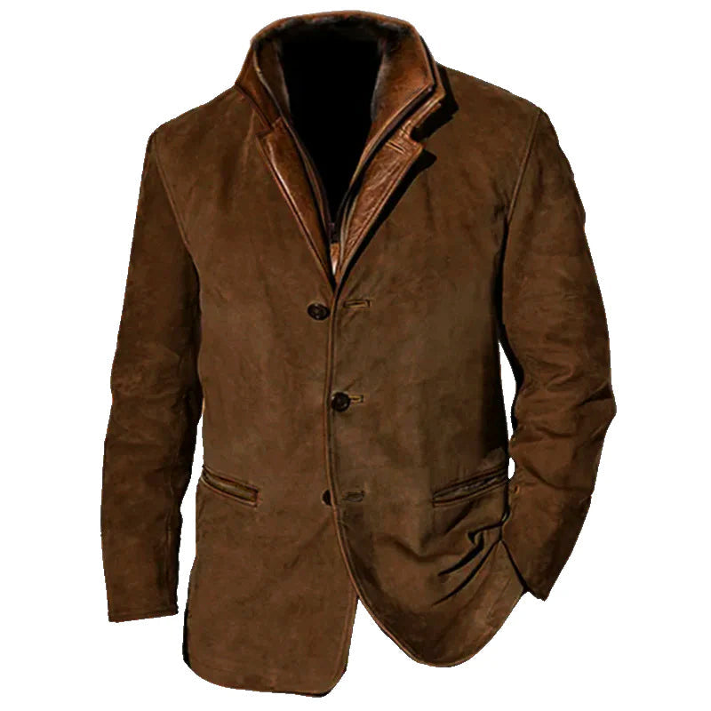 Street-Wave Vintage Suede Jacket for Men Premium Leather Feel With Structured Silhouette and Pockets for Autumn Style