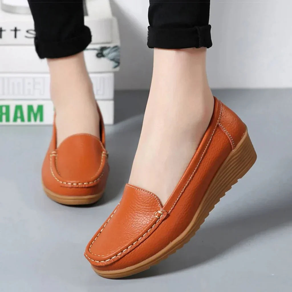 Orthopedic Comfort Shoes For Women Street-wave Premium Leather All Day Support Cushioned Heel