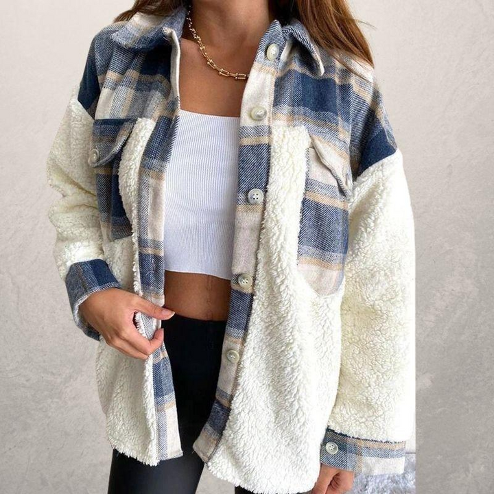 Street-wave Cozy Warm Cotton Jacket For Women With Sherpa Fleece Lining Soft Durable Easy Care