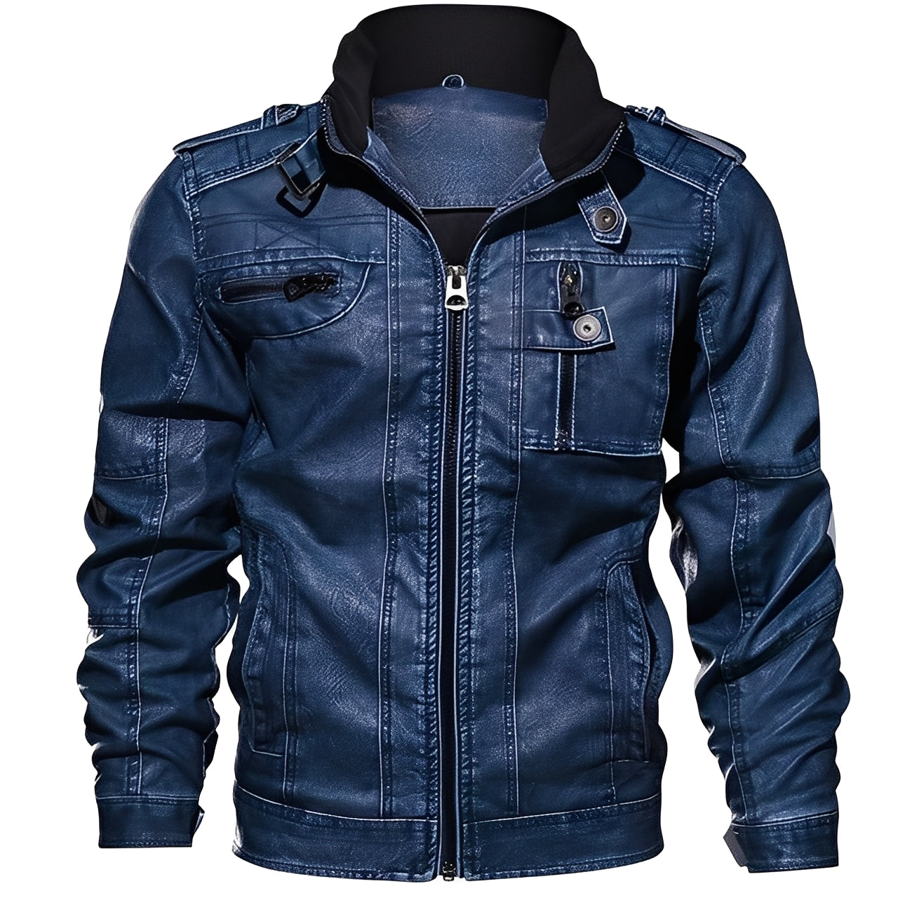 Street-wave Men's Leather Jacket With Pockets - Timeless Classic, Premium Leather