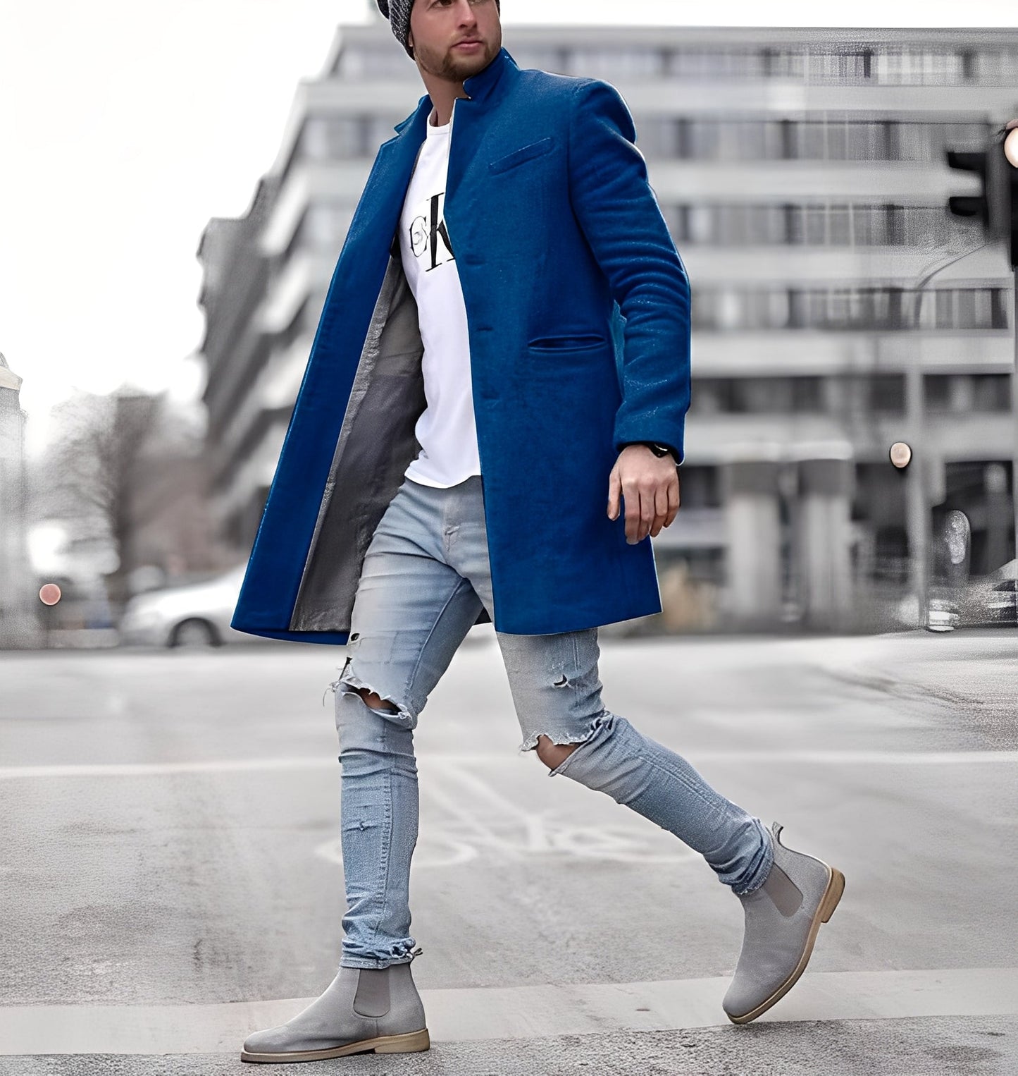 Street Wave Mens Long Wool Coat Warm Casual Yet Refined Versatile Outerwear For Men