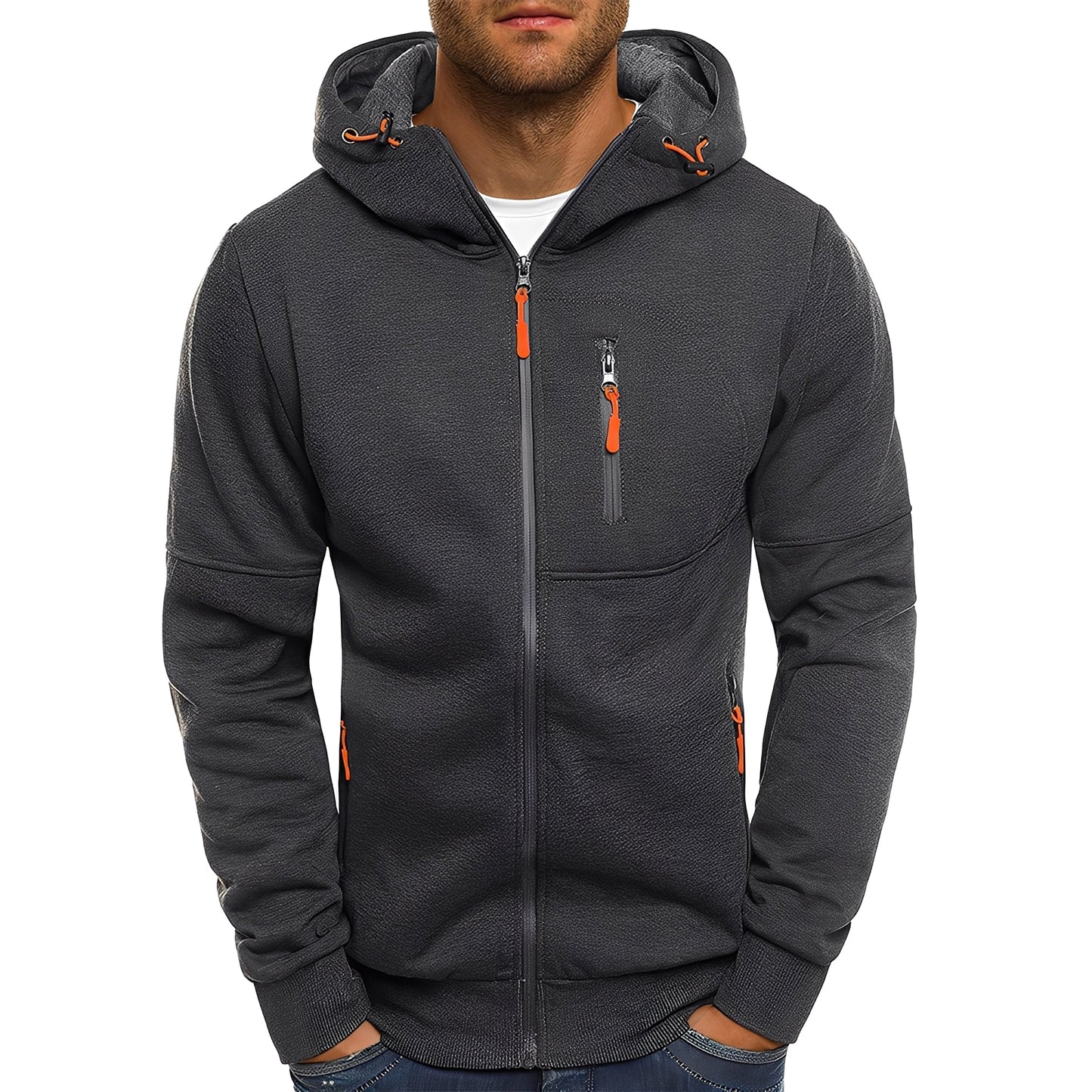 Street-Wave Hoodie Jacket For Men Outdoor Ready Comfort With Secure Zip Pockets And Hood