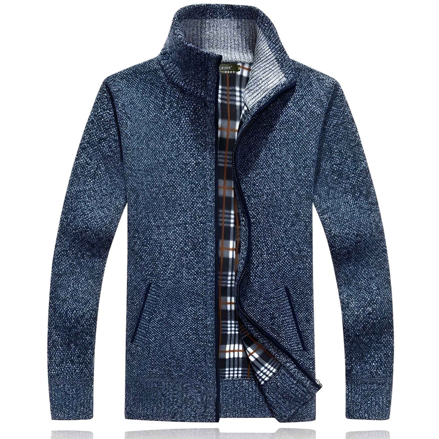 Street-Wave Cardigan For Men With Soft Fleece Lining Cozy Warm Knit Jacket For Cold Days And Layering