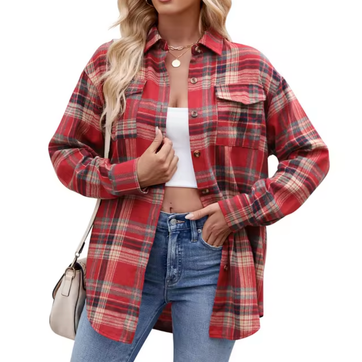 Streetwave Plaid Shirt Jacket For Women With Long Sleeves Tie Front Versatile Casual Chic