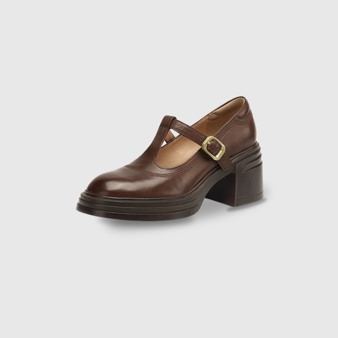 Women's Round Toe Strap Pumps with Chunky Block Heel and Versatile Design