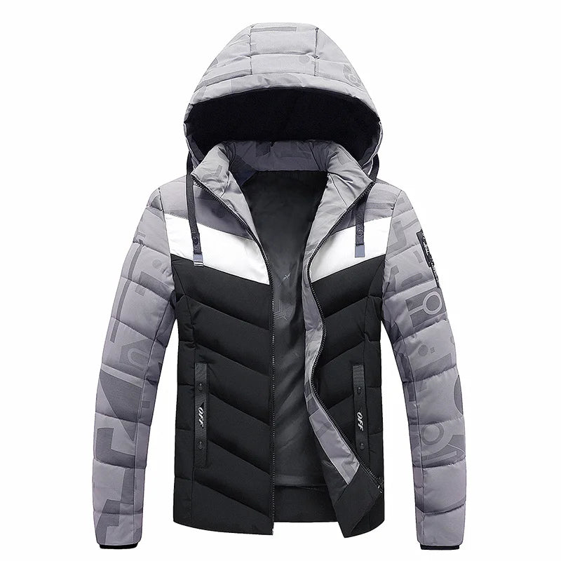 Street Wave Mens Down Jacket Warm Windproof Winter Coat Insulated Outerwear Fashion