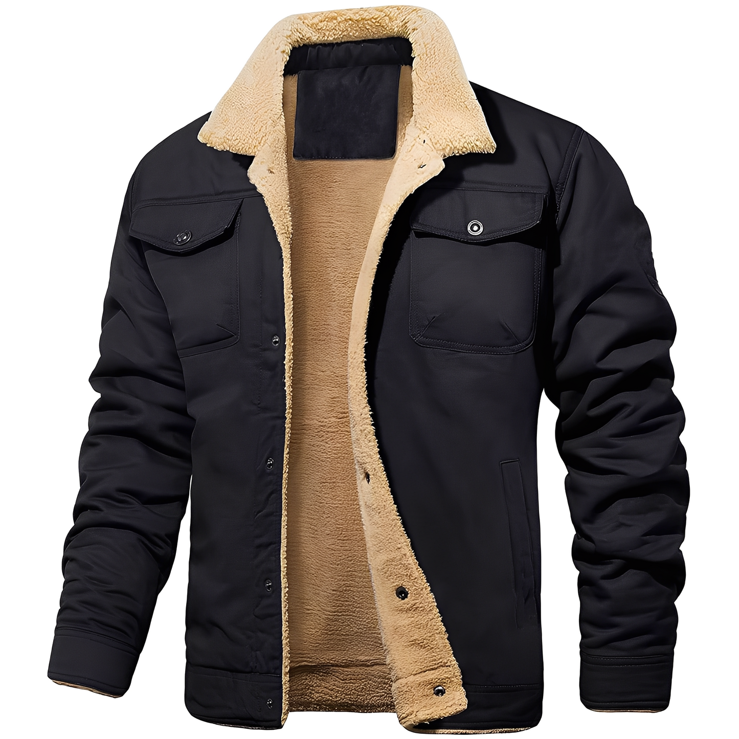 Streetwave Fleece Twill Jacket For Men With Sherpa Lining And Relaxed Fit All Day Comfort