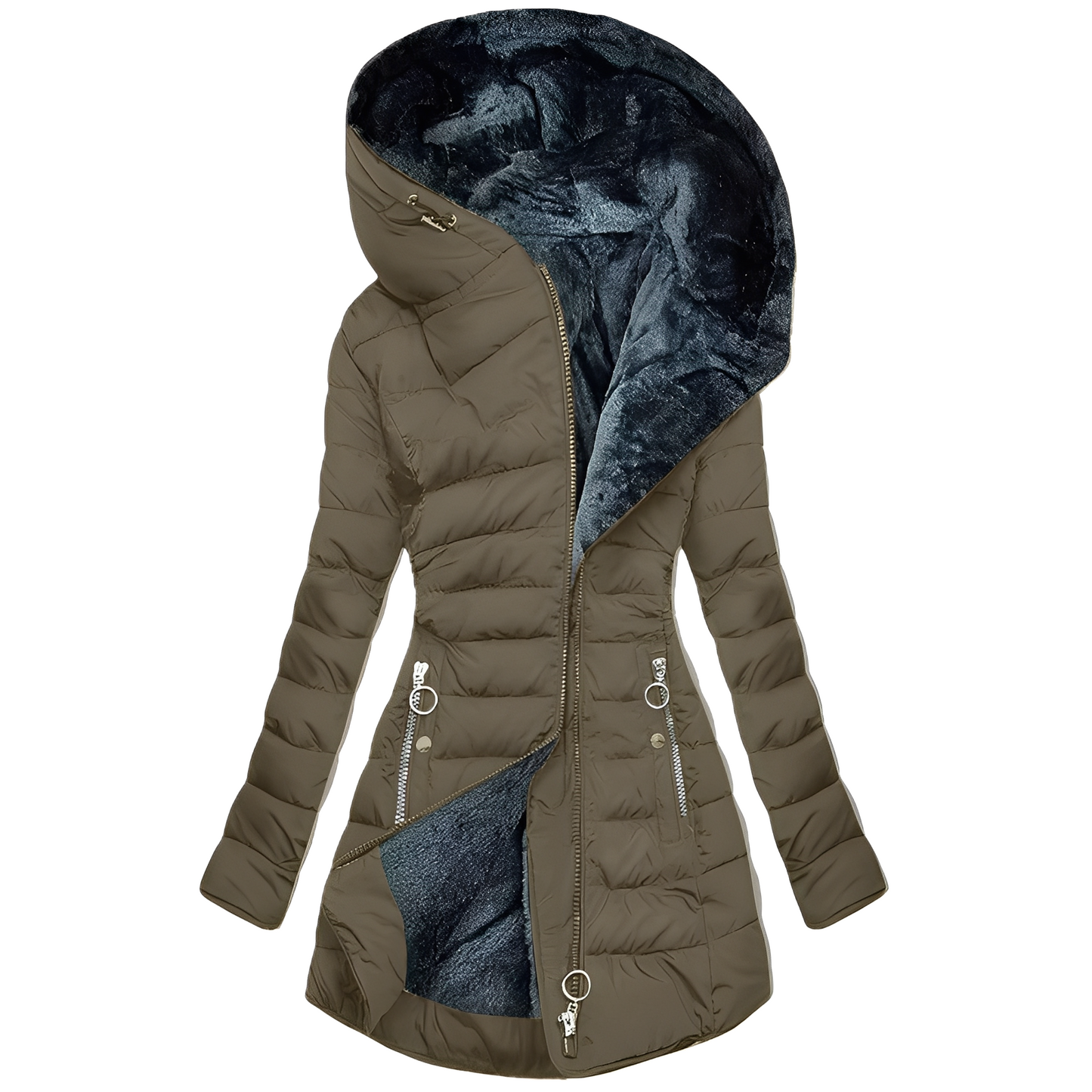 Street-Wave Women's Hooded Puffer Coat With Plush Lining For Ultra Warmth And Style
