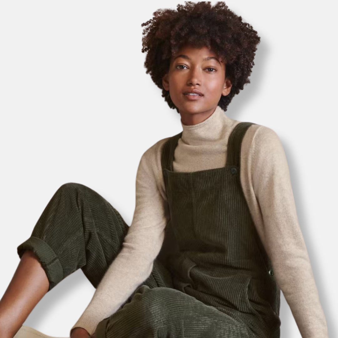 Nordisk-Flair Corduroy Women Overalls With Patch Pockets Adjustable Straps