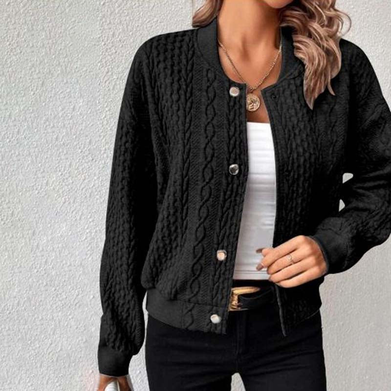 Street-wave Knit Cardigan For Women Cozy Cable Knit Essential For Casual Everyday Looks