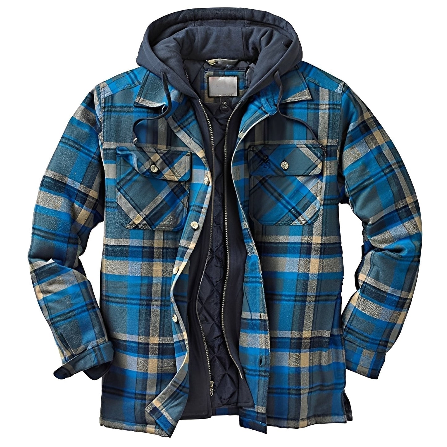 Street-Wave Men Flannel Plaid Jacket With Warm Quilted Lining For Cold Days Durable Craftsmanship Casual Outerwear