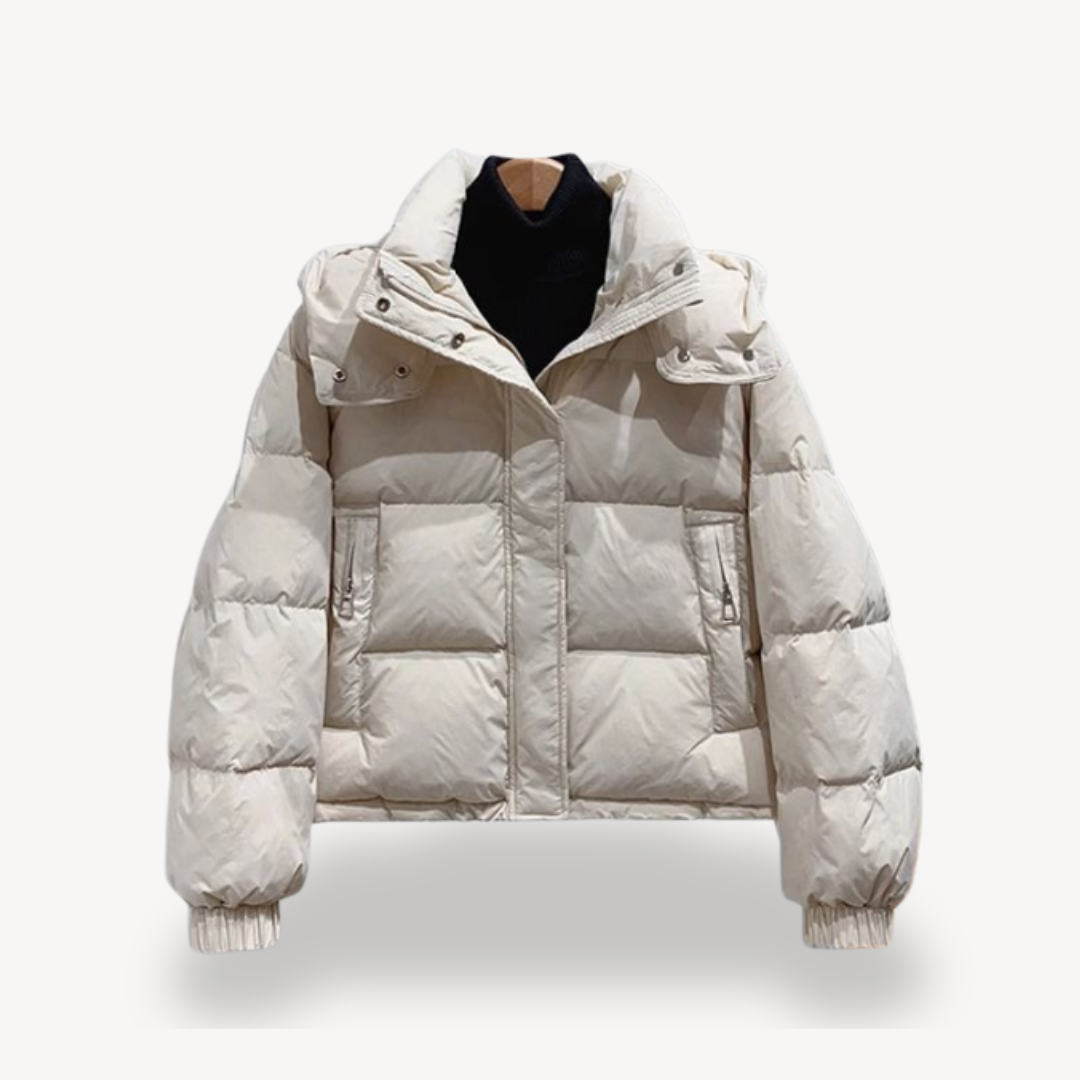 Street-Wave Oversized Puffer Jacket For Women With High Collar Zipper Front Cozy Warmth Statement Winter Coat