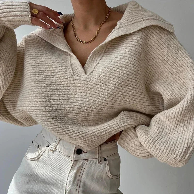 Streetwave Womens Chunky Knit Pullover With Balloon Sleeves For All Season Style And Comfort