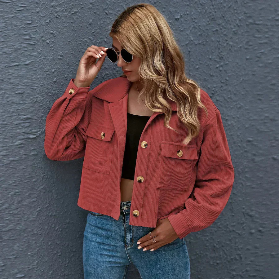 Street-wave Elegant Corduroy Summer Jacket For Women Lightweight Versatile Outerwear For Any Occasion
