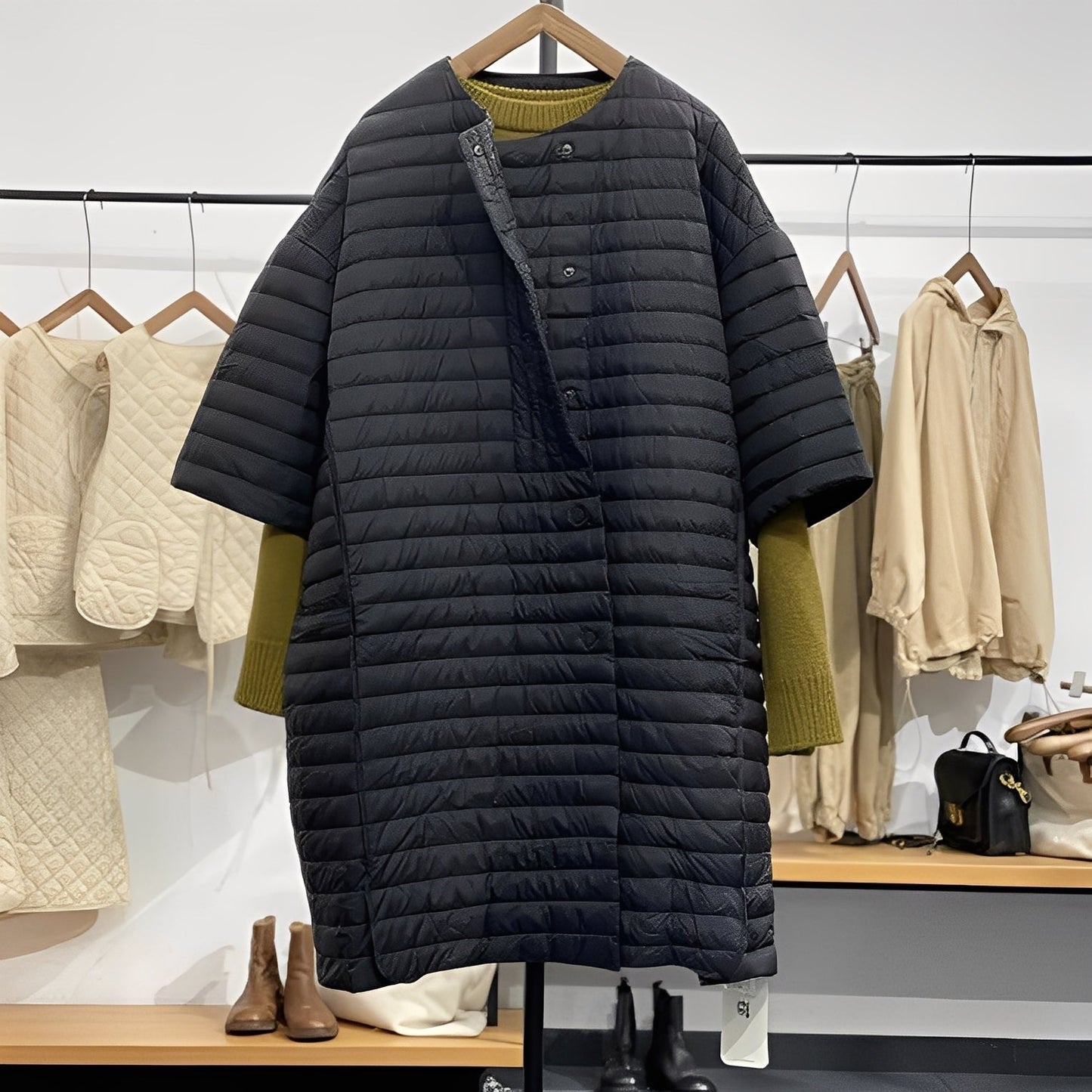 Street-Wave Lightweight Quilted Oversized Coat For Women Patchwork Puffer With Practical Pockets