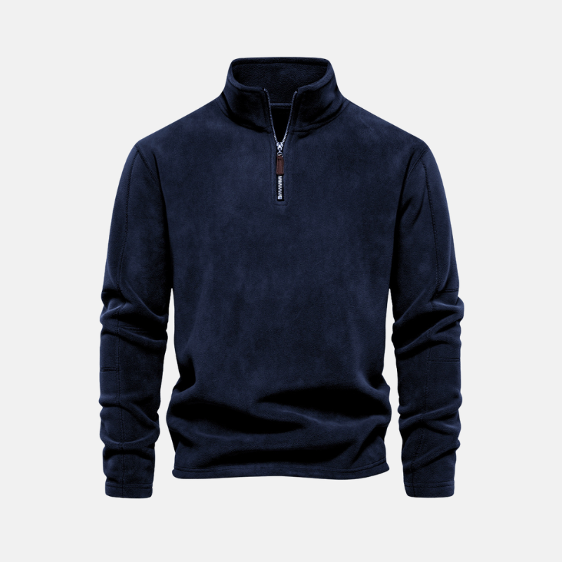 Street-Wave Men's Fleece Sweatshirt With Stand Collar And Half Zip Closure For Elevated Casual Style