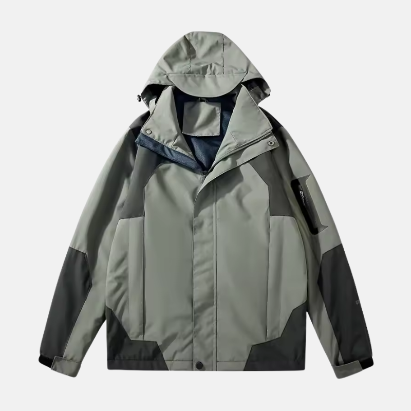 Men's Outdoor Jacket Windproof Water Resistant Adjustable Hood Regular Fit Zip Pockets